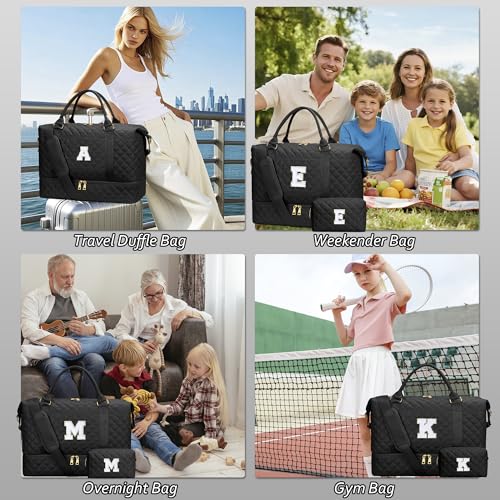 Personalized Letter Travel Bags with Makeup Bag(Black,Z) - color: Black, style: Z
