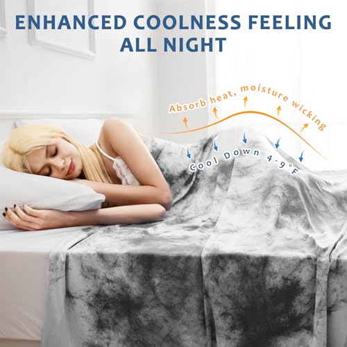 Marchpower Arc-Chill Cooling Blanket for Hot Sleepers King Size Tie-Dye - color: Tie-dye Gray, size: King 90" X 108"