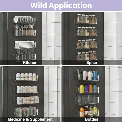 MGY 4Pack Clear Magnetic Baby Bottle Organizer for Refrigerator, Space-Saving Storage for Baby Bottles,Bottle Organizer for kitchen - style: Clear