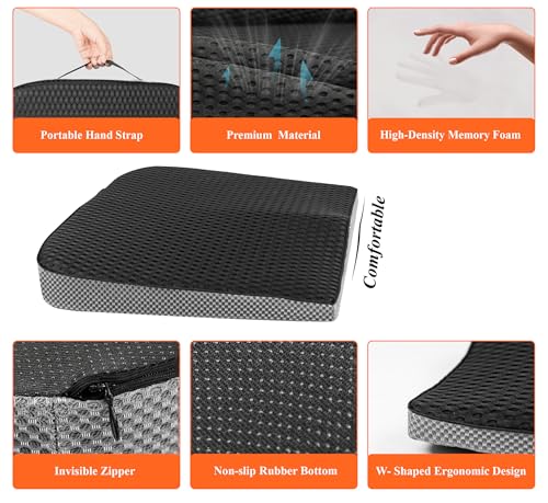kingphenix Memory Foam Car Seat Cushion for Driving Comfort and Office Use - color: 4d Mesh Classic Black