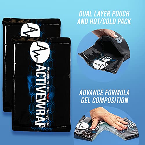 ActiveWrap Ultra Flex Ice & Heat Pack, Medium (6" x 9") – Gel Ice Packs Reusable for Ankle, Elbow & Neck, Hot & Cold Therapy, Flexible No-Flow Gel, Includes Nylon Protective Pouch (2 Count) - size: Medium (6" x 9")