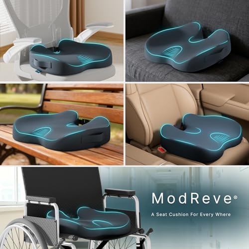 Memory Foam Seat Cushion for Tailbone Pain Relief, Sciatica, Office - color: Gray