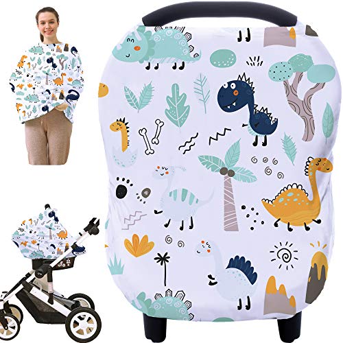 Multi-use Carseat Canopy Cover - Breathable Breastfeeding Covers, Car Seat Covers for Babies, Stroller Canopy Cover (Cute Dinosaur) - color: cute dinosaur