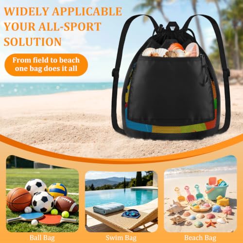 BROTOU Single Ball Bag, Drawstring Mesh Bag, Balls Storage Bags - color: Black -Backpack Style