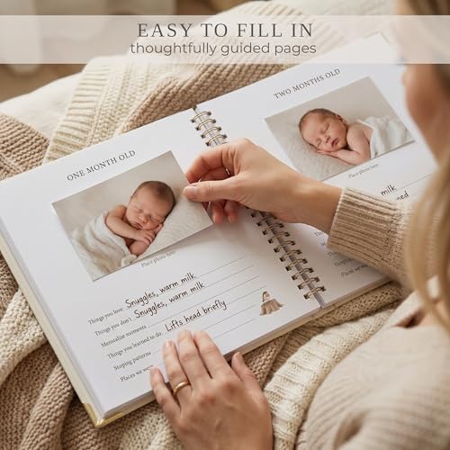 Keepsake Baby Memory Book for Boys and Girls - Timeless First 5 Year Book - color: Beige