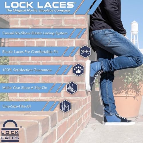 Lock Laces Flat No Tie Elastic Shoelaces for Casual & Fashion Shoes - color: White