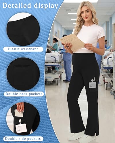Women's Maternity Scrub Pants - color: Black, size: Small