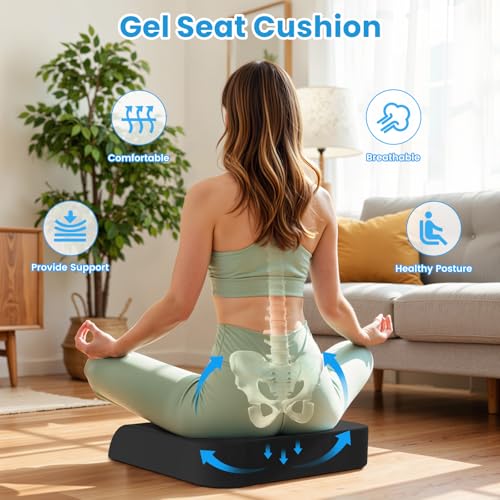 Wheelchair Seat Cushion Cooling Gel Memory Foam Chair Cushion - color: Black