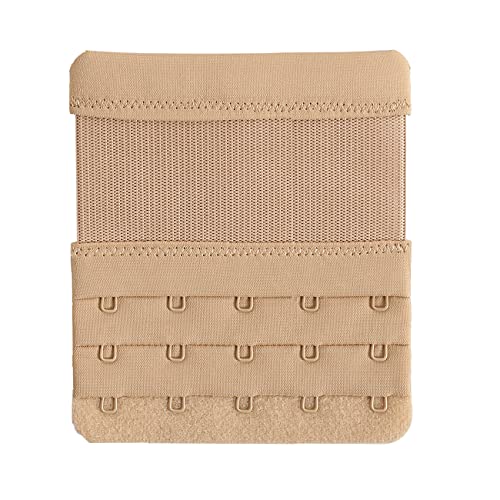 Women's Bra Extenders 4 Hook / 3 Hook / 5 Hook / 2 Hook Soft Comfortable Stretchy Bra Extension Strap - color: Beige, 5 Hook 3/4 Inch Spacing