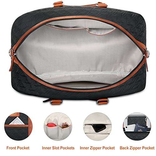 IBFUN Weekender Bags for Women, 3PCS Travel Set with Shoe Compartment 21.6 - color: A03-brown+black