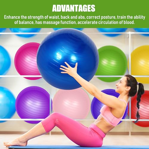 Leyndo 16 Pcs 26 Inch Yoga Exercise Ball Bulk with Pump - color: Multicolor