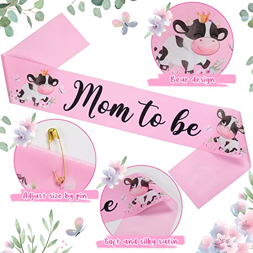 Chunful Baby Shower Decor Mommy to Be Sash Crown Dad Pin - color: Pink Cow