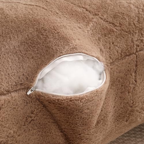 Large Plush Backrest Pillow for Sitting in Bed,Faux Fur,Khaki - color: Khaki, size: Large(19")