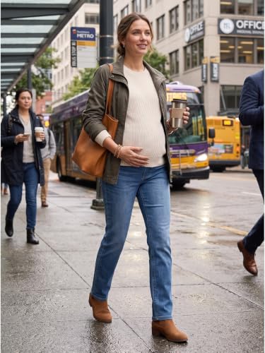 BLENCOT Womens Maternity Jeans Elastic Waist Stretch Pregnancy Denim Pants - color: Dark Blue, size: XX-Large