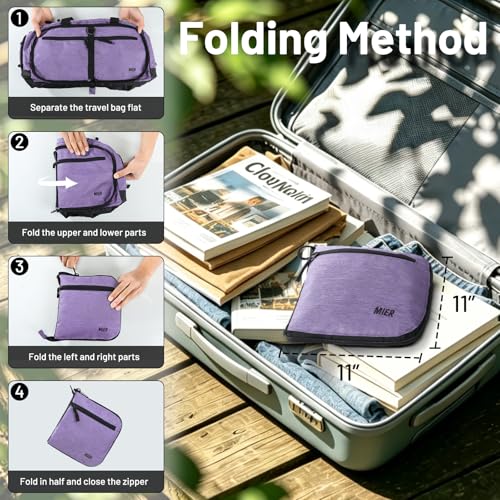 MIER Packable Travel Duffle Bag with Shoe Compartment, 80L, Purple - color: Purple, size: 80L