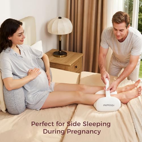 Momcozy Knee Pillow for Side Sleepers, Soft Memory Foam & Pinch-Free Design - color: Cream White