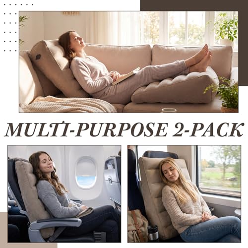 Gerrii 2 Pack Inflatable Wedge Pillow for Traveling Extra Wide 22" Portable Bed Wedge Pillows for Sleeping Head Shoulder Back Knee Leg Elevation, Acid Reflux, Back Pain Relief, Snoring