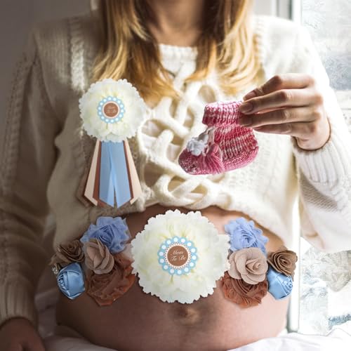 Chicingyou Mom to Be Sash Cielito Lindo Blue Belly Band Corsage Pins - color: Blue