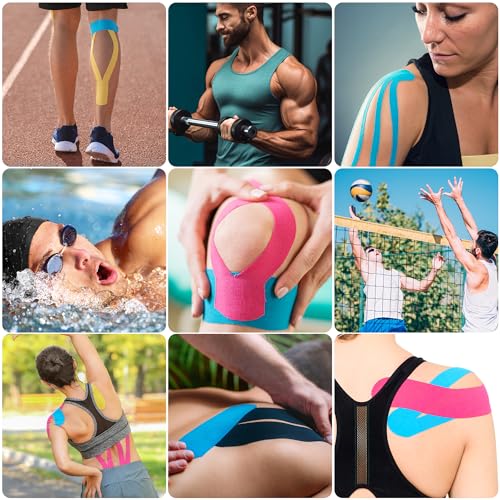Kinesiology Tape Precut Strips K Tape Rolls for Muscle Support - color: Blue