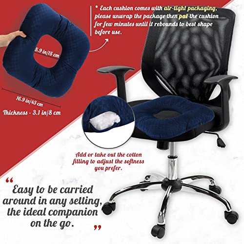 Donut Pillow for Tailbone Pain, Hemorrhoid Pillow (Dark Blue) - color: Dark Blue