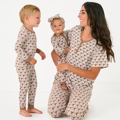Little Sleepies Womens Pajamas, Short Sleeve, Soft Viscose from Bamboo PJs - color: Rainbows (Rust), size: Small