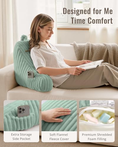 Blissful Diary Reading Pillow for Bed, Backrest Pillow, Mint Green - color: Fuzzy Mint Green, size: Standard(18inch)