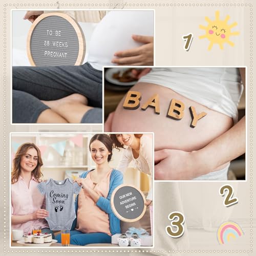 Canlierr 8 Pcs Pregnancy Announcement Felt Letter Board Kit Bodysuit, Gray - color: Grey