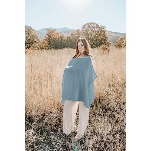 Konssy Muslin Nursing Cover Up for Breastfeeding with Rigid Hoop - color: Blue