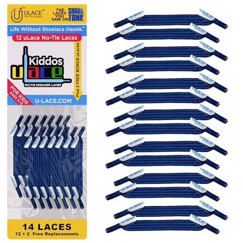 U-Lace Kiddos No-Tie Shoelaces - Elastic Shoe Laces for Sneakers - 14 Laces - color: Royal Blue