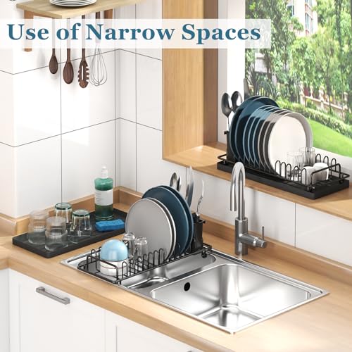 XYZLVSI Compact Small Dish Drying Rack, RV Dish Rack for Kitchen Counter