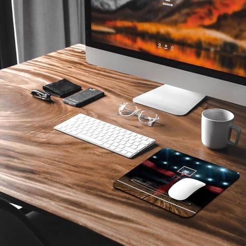 Professional Basketball Arena Mouse Pad, Empty Indoor Stadium Desk Mat - color: Custom Designs Art 038