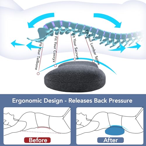 Hapiclody Lumbar Support Pillow for Sleeping Memory Foam Lumbar Pillow for Lower Back Pain Relief Back Support Pillow for Side,Back and Stomach Sleepers-Bed Wedge Bolster Pillow Bed Rest Pillow(Gray)