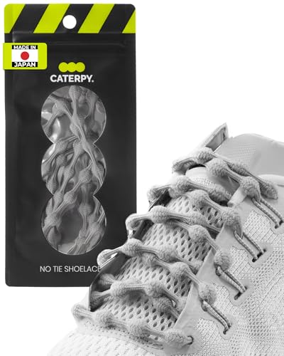 Caterpy RUN No-Tie Elastic Shoelaces for Adults & Kids - color: 03) Ghost Gray, size: Standard: 30in (5-7 holes)