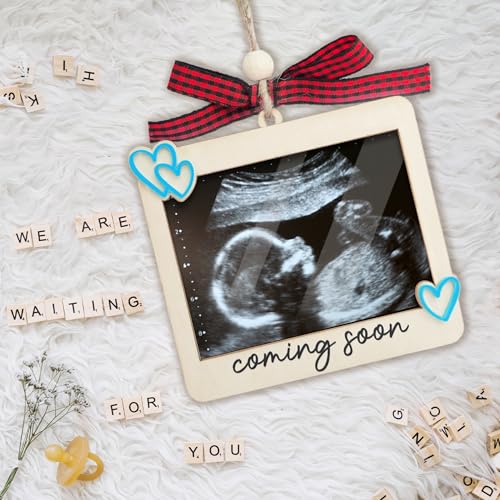 Ultrasound Photo Frame Ornament, Baby Announcement Keepsake - color: Blue Coming Soon Premium