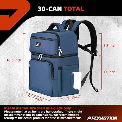 COOLJOB Insulated Cooler Backpack, Double Deck Bag for Lunch Box, Large - color: Blue