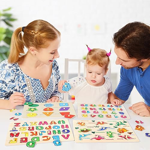 Melofaver Montessori Wooden Peg Puzzles for Toddlers 3-5, Kid Learning Toys