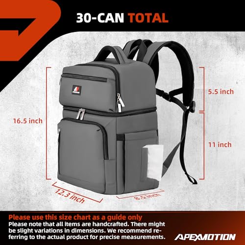 COOLJOB Insulated Cooler Backpack, Double Deck Bag for Lunch Box, Large - color: Gray
