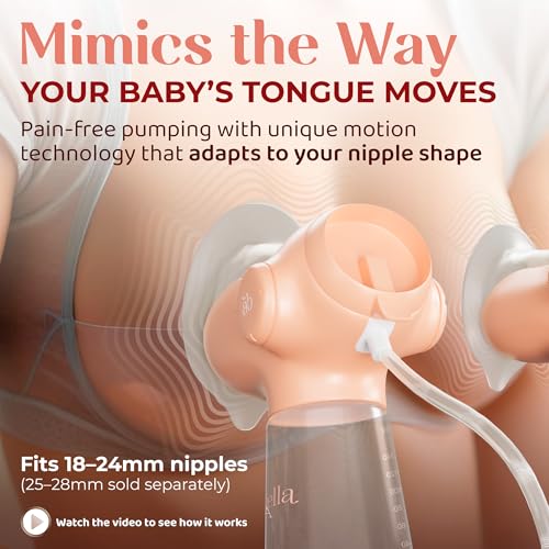 Annabella Single Breast Pump - Innovative Baby Tongue Simulation Electric Breast Pump, Adjustable Shield (18–24mm), Quiet, Comfortable & Portable - size: Single Pump