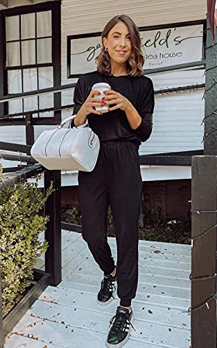 PRETTYGARDEN Travel Outfit Women 2 Piece Lounge Sets - color: Black, size: 3X-Large