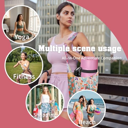 Yoga Mat Bag Carrier for Women Workout Large Waterproof with Zipper Pocket, Keychain and Wide Shoulder Straps - color: boho patchwork