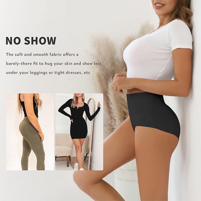 FallSweet No Show Tummy Control Underwear for Women High Waisted Panties Comfy Briefs Pack - color: Black, size: Small