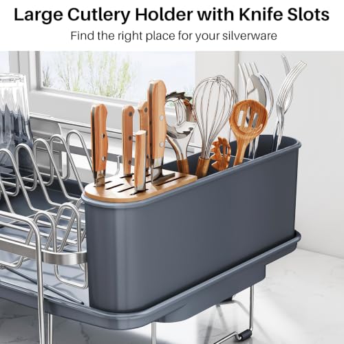 Stainless Steel Dish Drying Rack for Kitchen Counter, Expandable, Silver - color: Silver