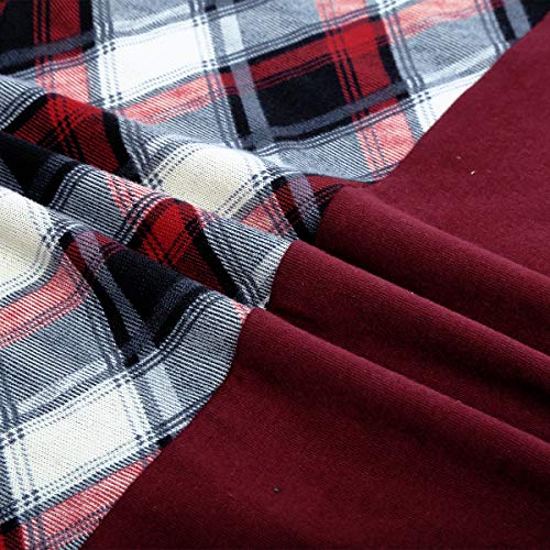 Quinee Women's Long Sleeve Plaid Colorblock Nursing Pullover Hoodie Sweatshirts - color: Red Beige Plaid, size: Medium