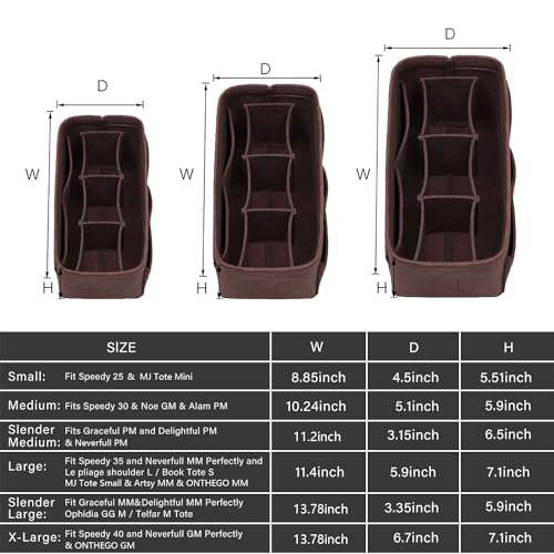 ZTUJO Purse Organizer Insert, Felt Bag Organizer For Handbag Purse Organizer,13 Colors, 6 Size (Small, Coffee) - color: Coffee, size: Small