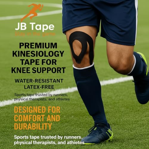JB Tape Kinesiology Tape, Black, 80 Precut 10-Inch Strips, 4 Rolls - color: Black Jet