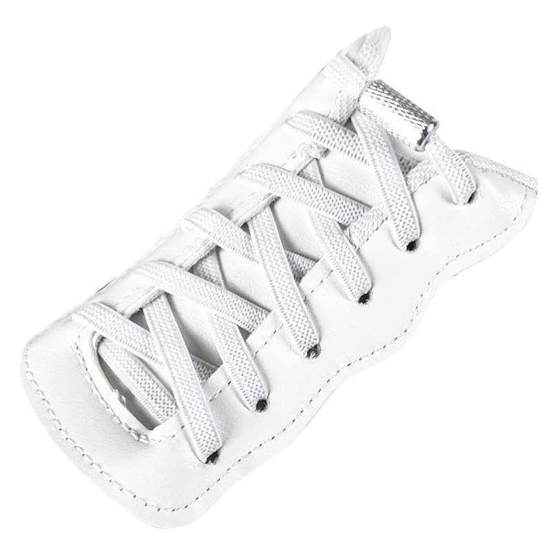 No Tie Elastic Shoelaces, Adjustable Tieless Shoe Laces for Sneakers, Boots | One Size Fits All Kids, Adults - color: White