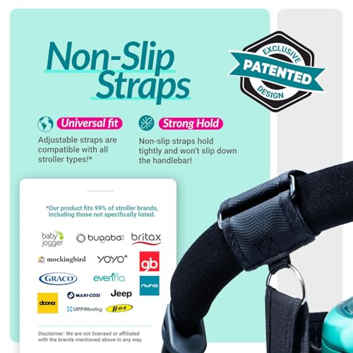 Swanoo Stroller Organizer, 40 oz Tumbler Holder, Patented Non-Slip Straps - color: Black