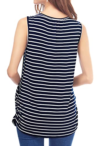 Smallshow Women's Maternity Nursing Tank Tops Breastfeeding Clothes 3-Pack - color: Dark Grey-orange-navy Stripe(3 Packs), size: Medium