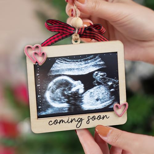 Baby Ultrasound Photo Frame Ornament, Pregnancy Reveal Gift - color: Pink Coming Soon Frame