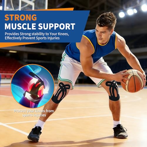 20 PCS Waterproof Kinesiology Tape, Precut Strips Knee Pain Relief Support - color: Black and Beige